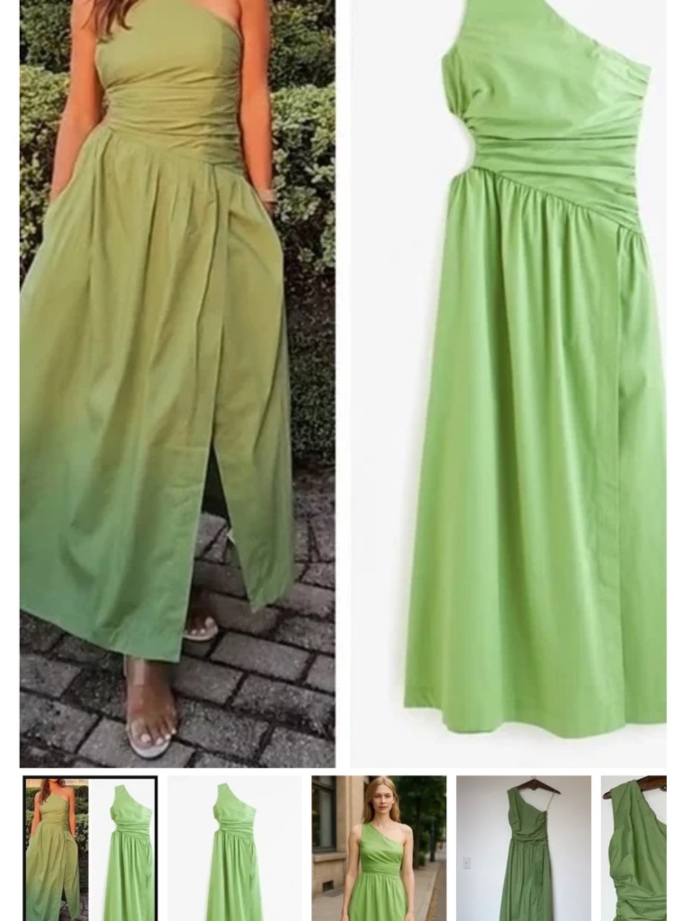 Abercrombie & Fitch One-Shoulder Light Green Maxi Skirt